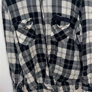 Black and White Plaid Flannel Shirt